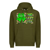 Army Green one lucky dude Premium Hoodie - RacoonDesign