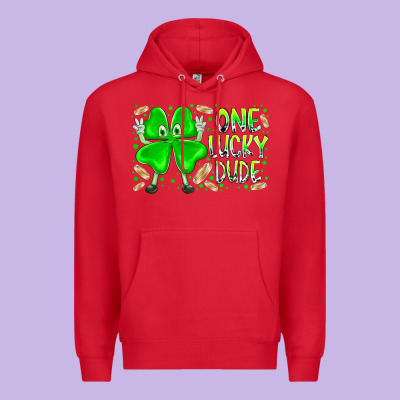 One Lucky Dude Premium Hoodie Designed By Racoondesign