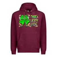 Burgundy one lucky dude Premium Hoodie - RacoonDesign