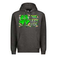 Charcoal Heather one lucky dude Premium Hoodie - RacoonDesign