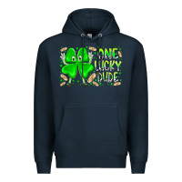 Navy one lucky dude Premium Hoodie - RacoonDesign