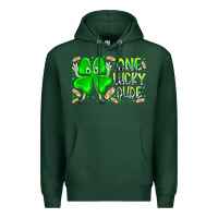 Sports Green one lucky dude Premium Hoodie - RacoonDesign