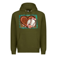 Army Green western leopard baseball heart Premium Hoodie - HRA Design Shop