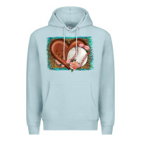 Blue Mist western leopard baseball heart Premium Hoodie - HRA Design Shop