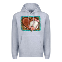 Heather Grey western leopard baseball heart Premium Hoodie - HRA Design Shop