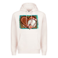 Pale Pink western leopard baseball heart Premium Hoodie - HRA Design Shop