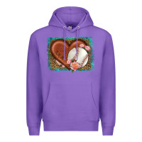 Purple western leopard baseball heart Premium Hoodie - HRA Design Shop