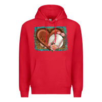 Red western leopard baseball heart Premium Hoodie - HRA Design Shop