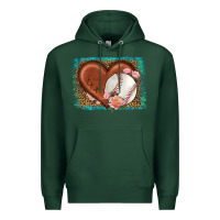 Sports Green western leopard baseball heart Premium Hoodie - HRA Design Shop