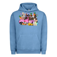 Pigment Pebble Blue easter day farm animals truck Urban Hoodie - RacoonDesign