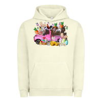Pigment Pistachio easter day farm animals truck Urban Hoodie - RacoonDesign
