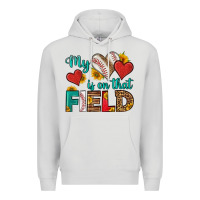 Dove Grey my heart is on that field baseball Premium Hoodie - HRA Design Shop