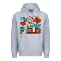 Heather Grey my heart is on that field baseball Premium Hoodie - HRA Design Shop