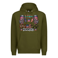 Army Green star spangled hammered Premium Hoodie - CowhideDigitalArt