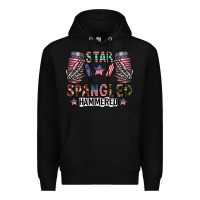 Black star spangled hammered Premium Hoodie - CowhideDigitalArt