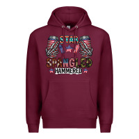 Burgundy star spangled hammered Premium Hoodie - CowhideDigitalArt