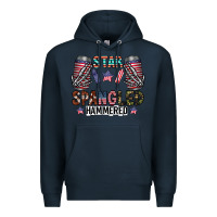 Navy star spangled hammered Premium Hoodie - CowhideDigitalArt