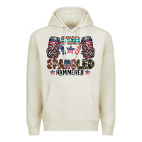 Oatmeal Heather star spangled hammered Premium Hoodie - CowhideDigitalArt