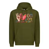 Army Green peace love 100 days of school Premium Hoodie - RacoonDesign