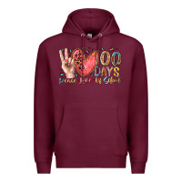 Burgundy peace love 100 days of school Premium Hoodie - RacoonDesign