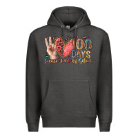 Charcoal Heather peace love 100 days of school Premium Hoodie - RacoonDesign