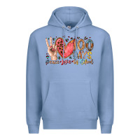 Colony Blue peace love 100 days of school Premium Hoodie - RacoonDesign