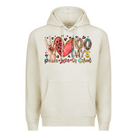 Oatmeal Heather peace love 100 days of school Premium Hoodie - RacoonDesign