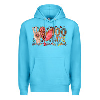 Ocean Blue peace love 100 days of school Premium Hoodie - RacoonDesign