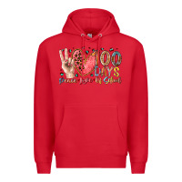 Red peace love 100 days of school Premium Hoodie - RacoonDesign