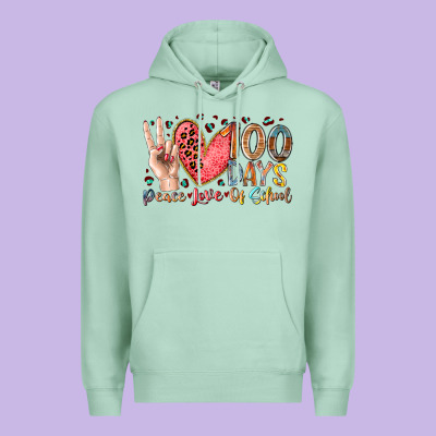 Peace Love 100 Days Of School Premium Hoodie Designed By Racoondesign