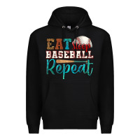 Black eat sleep baseball repeat Premium Hoodie - HRA Design Shop