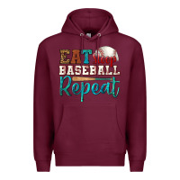 Burgundy eat sleep baseball repeat Premium Hoodie - HRA Design Shop