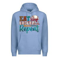 Colony Blue eat sleep baseball repeat Premium Hoodie - HRA Design Shop