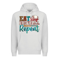 Dove Grey eat sleep baseball repeat Premium Hoodie - HRA Design Shop