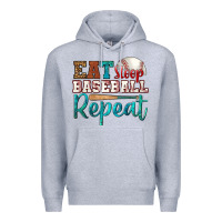 Heather Grey eat sleep baseball repeat Premium Hoodie - HRA Design Shop