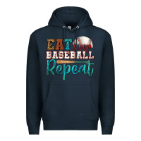Navy eat sleep baseball repeat Premium Hoodie - HRA Design Shop