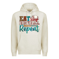 Oatmeal Heather eat sleep baseball repeat Premium Hoodie - HRA Design Shop