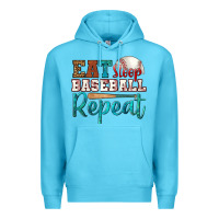 Ocean Blue eat sleep baseball repeat Premium Hoodie - HRA Design Shop