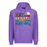 Purple eat sleep baseball repeat Premium Hoodie - HRA Design Shop
