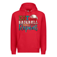 Red eat sleep baseball repeat Premium Hoodie - HRA Design Shop