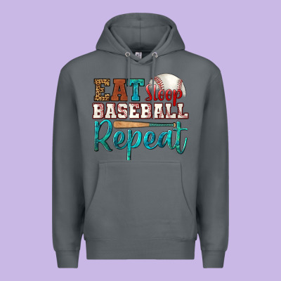 Eat Sleep Baseball Repeat Premium Hoodie Designed By Hra Design Shop