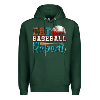 Sports Green eat sleep baseball repeat Premium Hoodie - HRA Design Shop