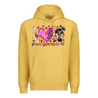 Antique Gold peace love makeup Premium Hoodie - RacoonDesign