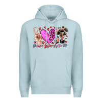 Blue Mist peace love makeup Premium Hoodie - RacoonDesign