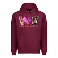 Burgundy peace love makeup Premium Hoodie - RacoonDesign