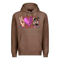 Chestnut peace love makeup Premium Hoodie - RacoonDesign