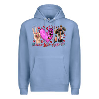Colony Blue peace love makeup Premium Hoodie - RacoonDesign