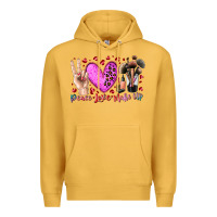 Mustard peace love makeup Premium Hoodie - RacoonDesign