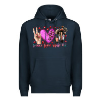 Navy peace love makeup Premium Hoodie - RacoonDesign