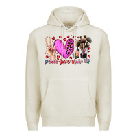 Oatmeal Heather peace love makeup Premium Hoodie - RacoonDesign